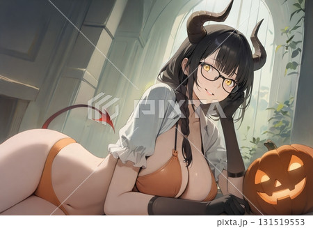 【ハロウィン】悪魔　デビル　女性キャラクターイラスト　（AI生成画像） 131519553
