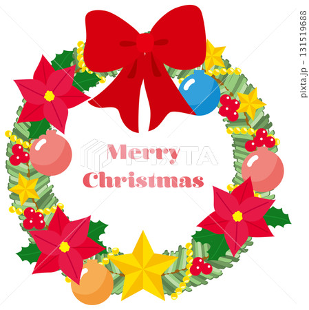 可愛いクリスマスリースのイラスト 131519688
