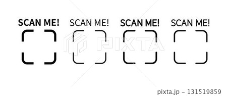 QRコードをスマホでスキャンするアイコン。「scan me」のアイコン QRコードをスマホでスキャンするアイコン。「scan me」のアイコン 131519859
