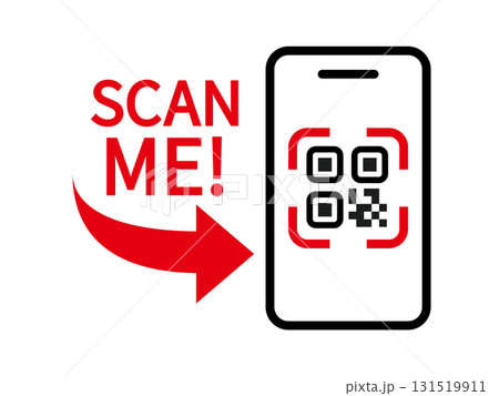 QRコードをスマホでスキャンするアイコン。「scan me」のアイコン 131519911
