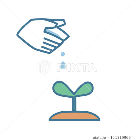 水やりをする手と植物のアイコン 131519969