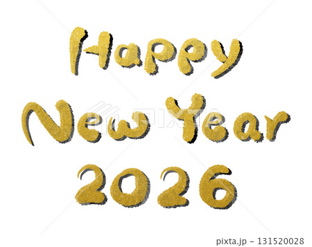 HAPPY NEW YEAR  2026：年賀状素材・筆文字・ゴールドと黒 131520028