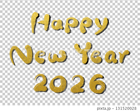 HAPPY NEW YEAR  2026：年賀状素材・筆文字・ゴールドと黒 131520028