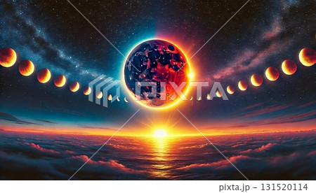 魅惑的な月食が夜明けへと変容する 131520114