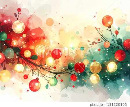 クリスマスカラーの幻想的な光とボケ背景イラスト 131520196