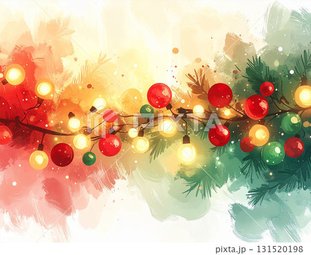 クリスマスカラーの幻想的な光とボケ背景イラスト 131520198