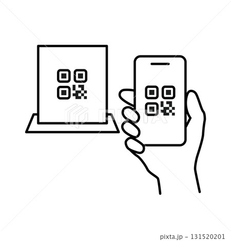 スマホによるQRコードの認識、QRコードをスマホでスキャンするアイコン 131520201