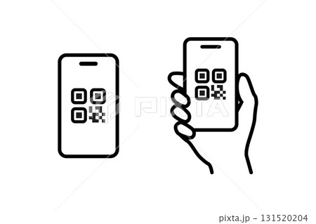スマホによるQRコードの認識、QRコードをスマホでスキャンするアイコン スマホによるQRコードの認識、QRコードをスマホでスキャンするアイコン 131520204