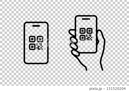 スマホによるQRコードの認識、QRコードをスマホでスキャンするアイコン スマホによるQRコードの認識、QRコードをスマホでスキャンするアイコン 131520204