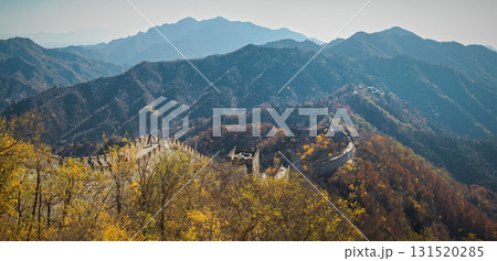 Winding path along ancient wall amidst breathtaking scenery 131520285