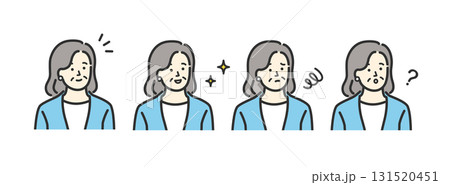 ミドル シニア ビジネス 女性の表情アイコンイラストセット素材 ミドル シニア ビジネス 女性の表情アイコンイラストセット素材 131520451