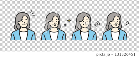 ミドル シニア ビジネス 女性の表情アイコンイラストセット素材 ミドル シニア ビジネス 女性の表情アイコンイラストセット素材 131520451