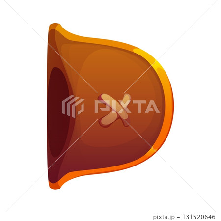 Cartoon Caribbean pirates font of letter D in shape of corsair captain hat, vector typeface. Pirate and corsair Caribbean adventure type of Medieval corsair bicorne or cocked hat for typeset Cartoon Caribbean pirates font of letter D in shape of corsair captain hat, vector typeface. Pirate and corsair Caribbean adventure type of Medieval corsair bicorne or cocked hat for typeset 131520646