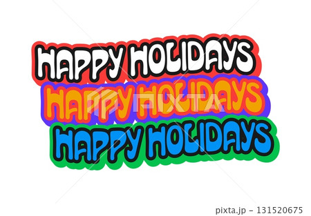 Christmas happy holidays Y2K groovy sticker or patch. Christmas celebration funky Y2K tag, winter holiday retro vector label. Merry New Year vintage sticker or 60s patch with colorful typography Christmas happy holidays Y2K groovy sticker or patch. Christmas celebration funky Y2K tag, winter holiday retro vector label. Merry New Year vintage sticker or 60s patch with colorful typography 131520675