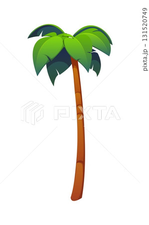 Cartoon Egyptian palm tree, Egypt game icon asset with a curved brown trunk and lush green leaves. Vector tropical plant, jungle exotic vegetation, symbol of travel and summer vacation 131520749