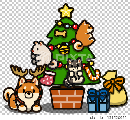 Christmas tree and reindeer costume Shiba Inu (no background) 131520952