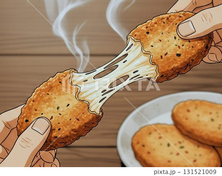 とろけるチーズ入りさつま揚げのイラスト とろけるチーズ入りさつま揚げのイラスト 131521009