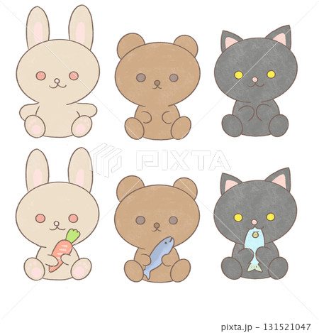 かわいい動物のイラストセット かわいい動物のイラストセット 131521047