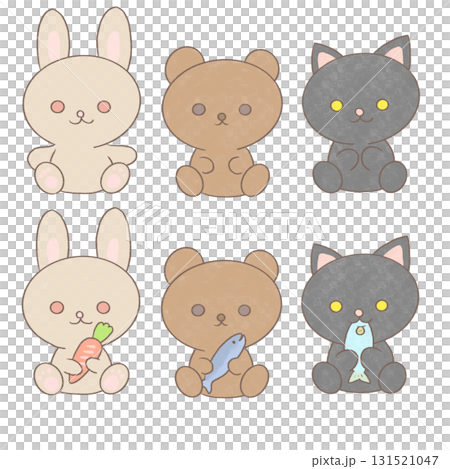 かわいい動物のイラストセット かわいい動物のイラストセット 131521047