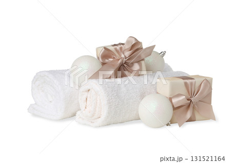 Soft towels and elegant decor for relaxation, on white, PNG Soft towels and elegant decor for relaxation, on white, PNG 131521164