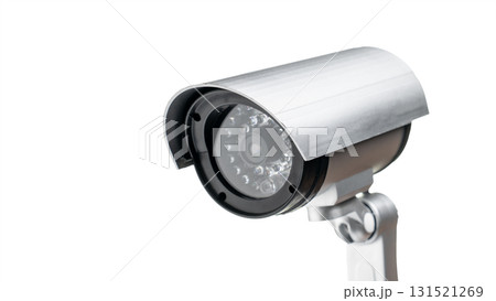 A camera with a black lens and a white frame 131521269