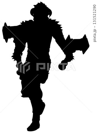 Silhouette of Fantasy Warrior in Horned Spiked Armor 131521290