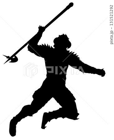 Silhouette of Fantasy Warrior in Horned Spiked Armor 131521292