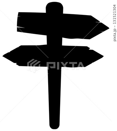 Silhouette of Wooden Directional Signpost with Arrows Silhouette of Wooden Directional Signpost with Arrows 131521304
