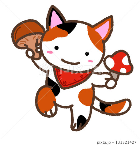 キノコを持つ猫 131521427