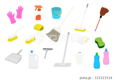 家庭用掃除用品のアイコン風イラスト 131521519