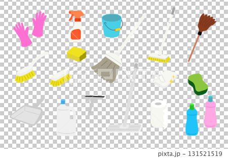 家庭用掃除用品のアイコン風イラスト 131521519