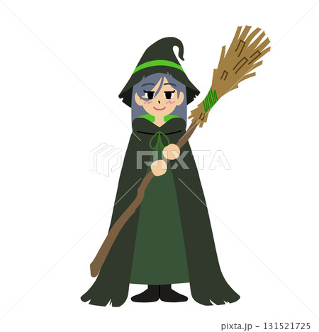 ハロウィン用/緑色の風変わりな魔女衣装を着た魔法使いの女の子【主線なし】 ハロウィン用/緑色の風変わりな魔女衣装を着た魔法使いの女の子【主線なし】 131521725