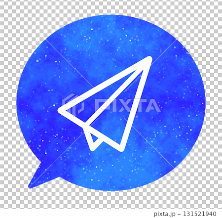 青い星空｜紙飛行機アイコンの吹き出し 131521940
