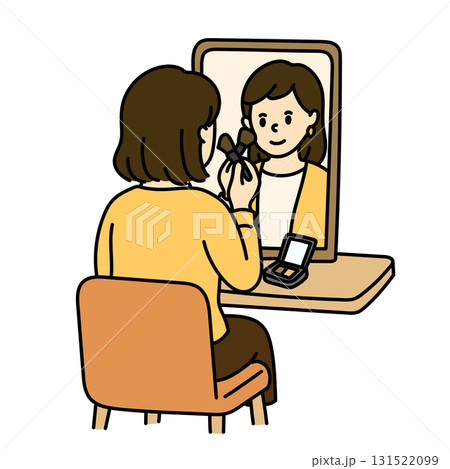 身支度をする女性の後ろ姿のイラスト 131522099