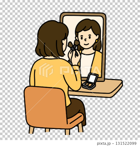 身支度をする女性の後ろ姿のイラスト 131522099
