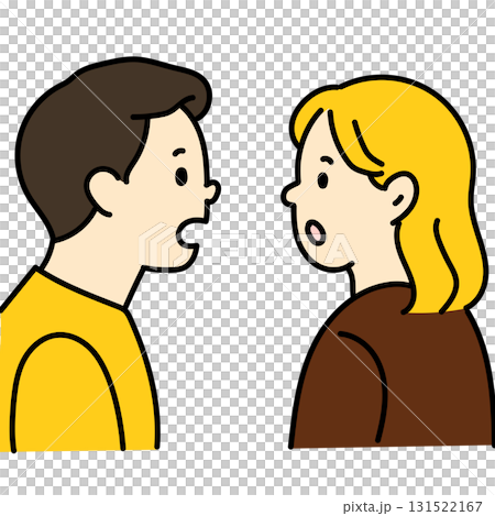 驚く男女の横顔イラスト 驚く男女の横顔イラスト 131522167