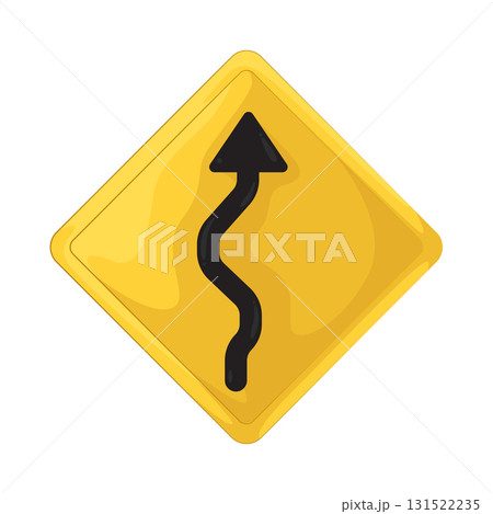 Illustration of winding road sign  131522235