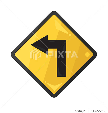 Illustration of left turn sign Illustration of left turn sign 131522237
