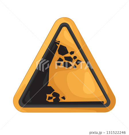 Illustration of falling rocks sign  131522246