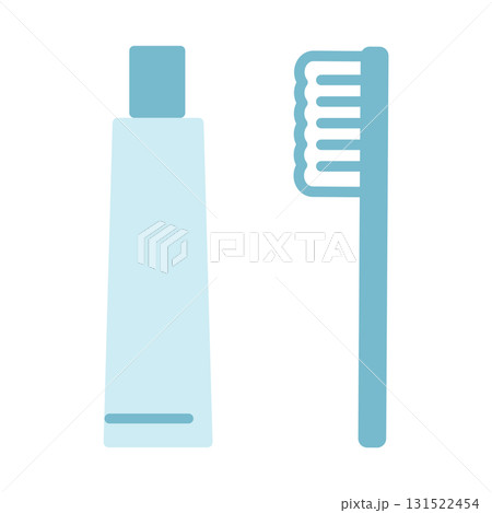 歯ブラシと歯磨き粉 シンプルなイラスト素材 歯ブラシと歯磨き粉 シンプルなイラスト素材 131522454