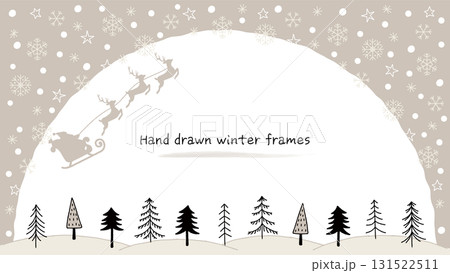 クリスマスの背景。冬のフレーム。雪原の装飾。 クリスマスの背景。冬のフレーム。雪原の装飾。 131522511