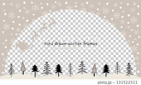 クリスマスの背景。冬のフレーム。雪原の装飾。 クリスマスの背景。冬のフレーム。雪原の装飾。 131522511