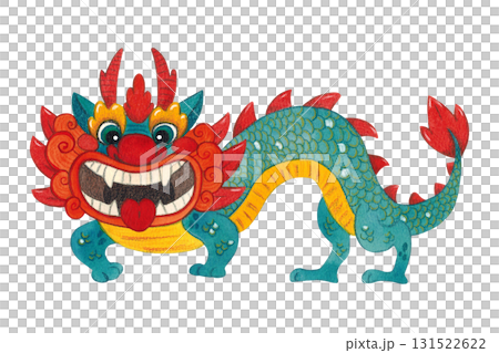 Green Chinese dragon for the Lunar New Year. Hand drawn watercolor illustration. Drawing isolated, cartoon for a festive children's design Green Chinese dragon for the Lunar New Year. Hand drawn watercolor illustration. Drawing isolated, cartoon for a festive children's design 131522622