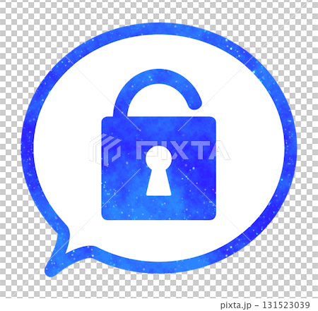 Blue starry sky | Speech bubble with open padlock symbol Blue starry sky | Speech bubble with open padlock symbol 131523039