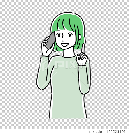 スマホを使っている若い女性のイラスト 131523101