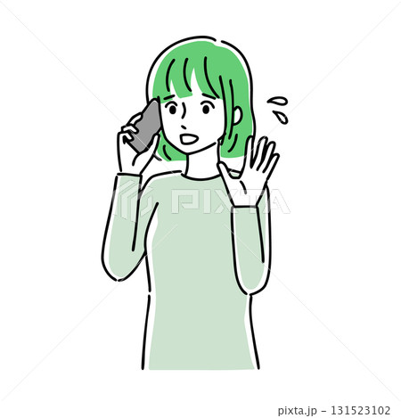 スマホを使っている若い女性のイラスト 131523102