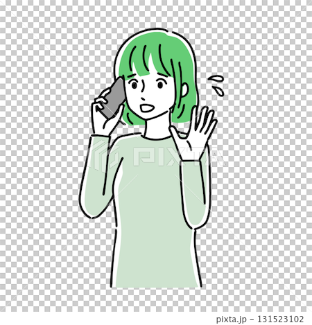 スマホを使っている若い女性のイラスト 131523102