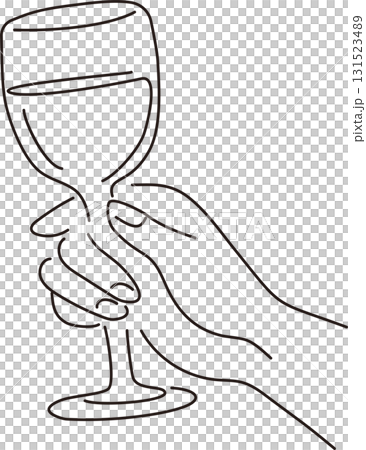[祝酒圖] 酒杯（或香檳）的簡單線畫 131523489