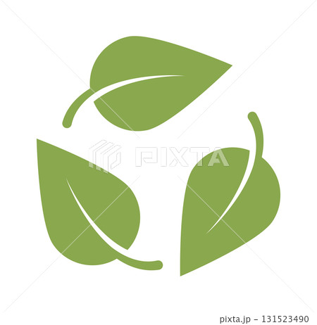 Green leaf recycle icon flat vector for environmental responsibility sustainability branding eco packaging concepts and ecological presentations. 131523490