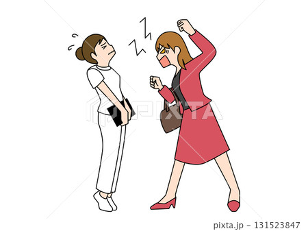 医療現場のカスタマーハラスメント：怒鳴る患者・家族と困惑する女性看護師 131523847